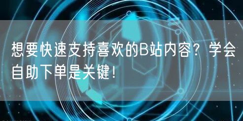 想要快速支持喜欢的B站内容？学会自助下单是关键！
