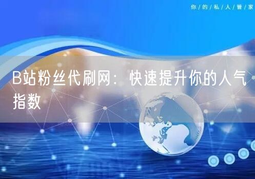 B站粉丝代刷网：快速提升你的人气指数
