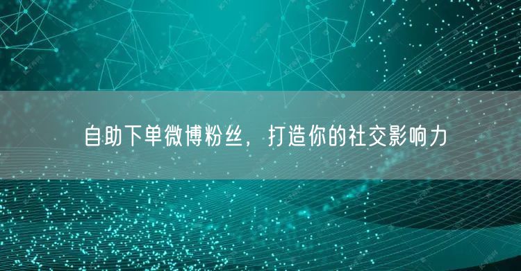 自助下单微博粉丝，打造你的社交影响力