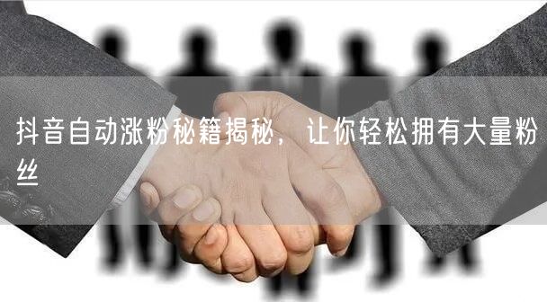 抖音自动涨粉秘籍揭秘，让你轻松拥有大量粉丝