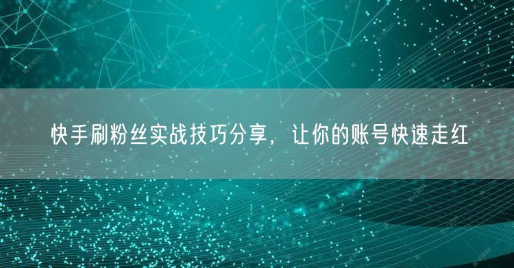 快手刷粉丝实战技巧分享，让你的账号快速走红